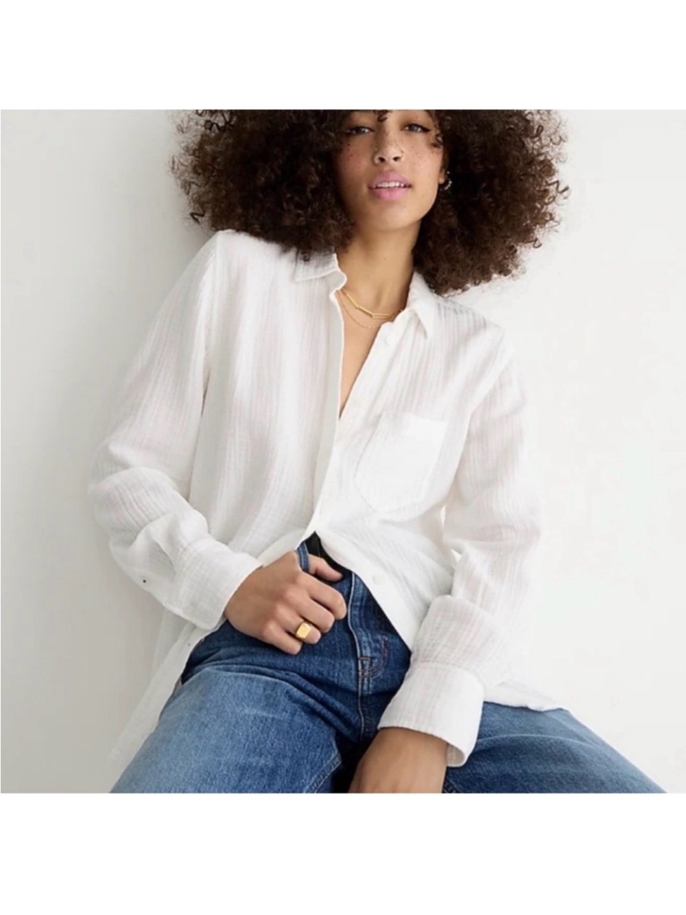 J. Crew Garçon Classic Double Gauze Shirt white Sz 10 100% cotton